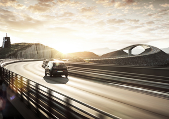 Electric car on road